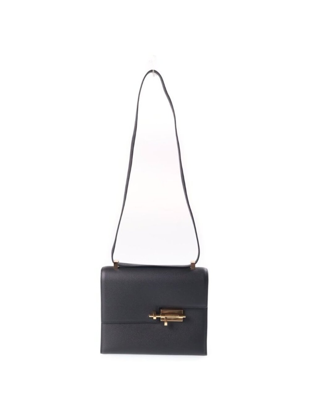Hermes Epsom Gold Shoulder Bag Black